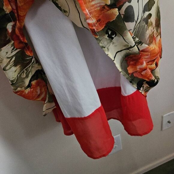 Entro Floral Midi Dress - Cream and Orange - Picture 4 of 8